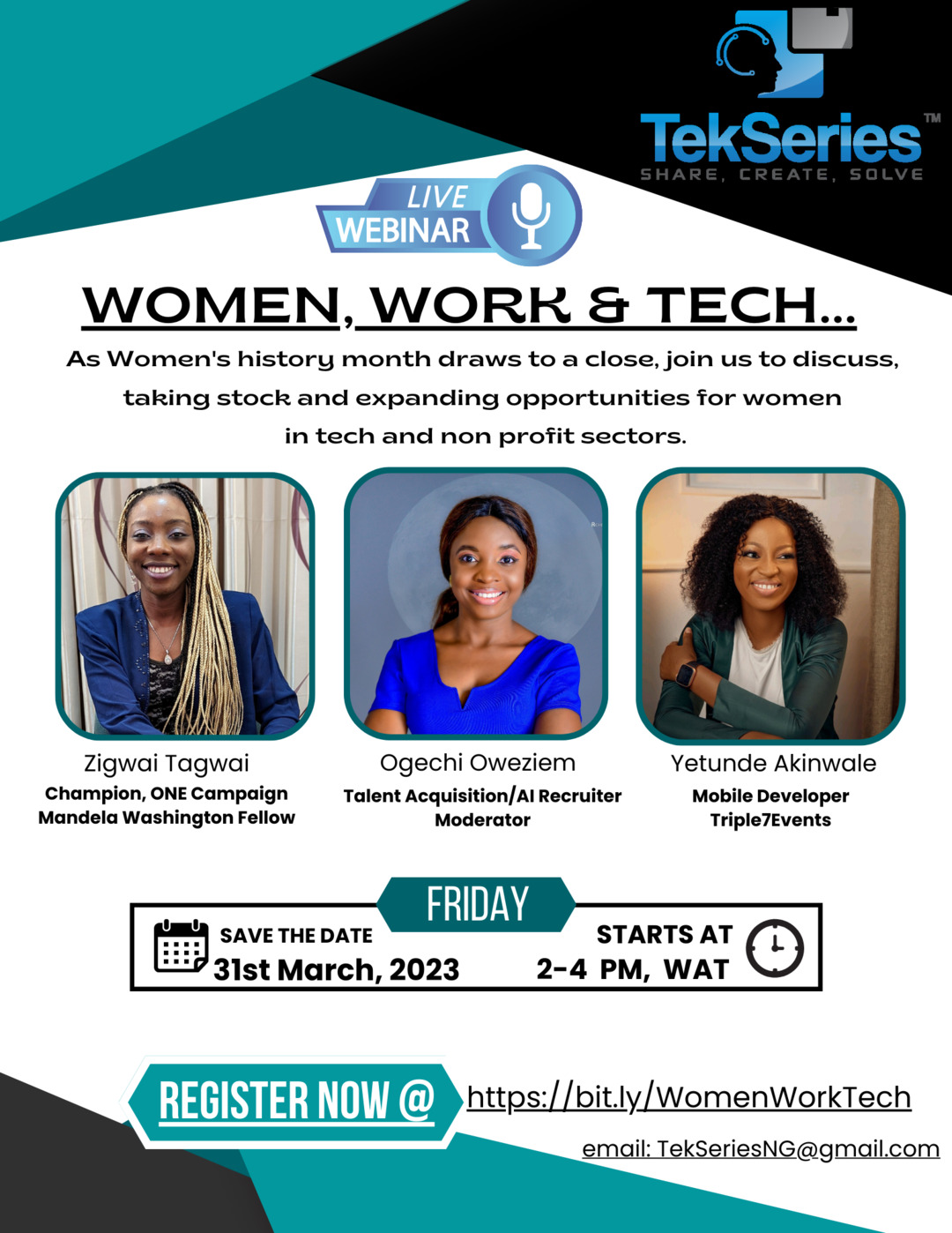 Women Work & Tech event flyer
